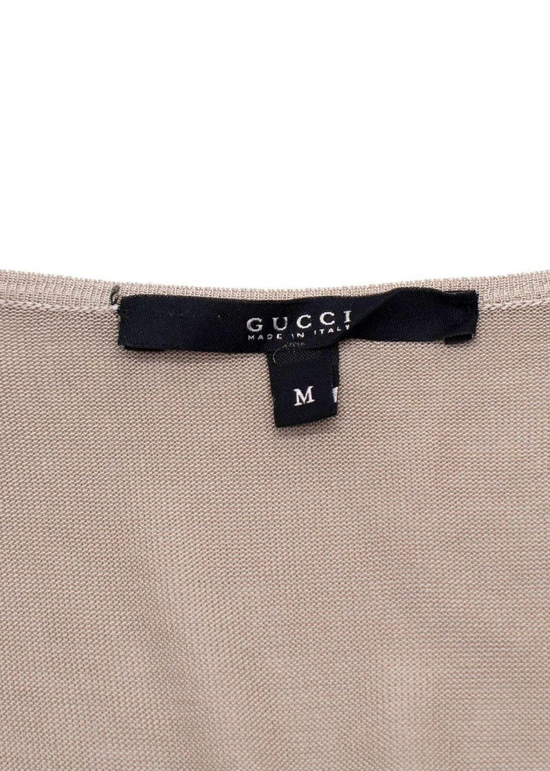 Gucci Beige Glitter Effect Long Sleeve Top
