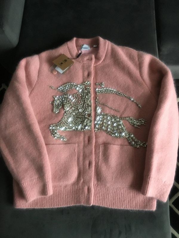 Burberry Pink Crystal Embellished Cardigan