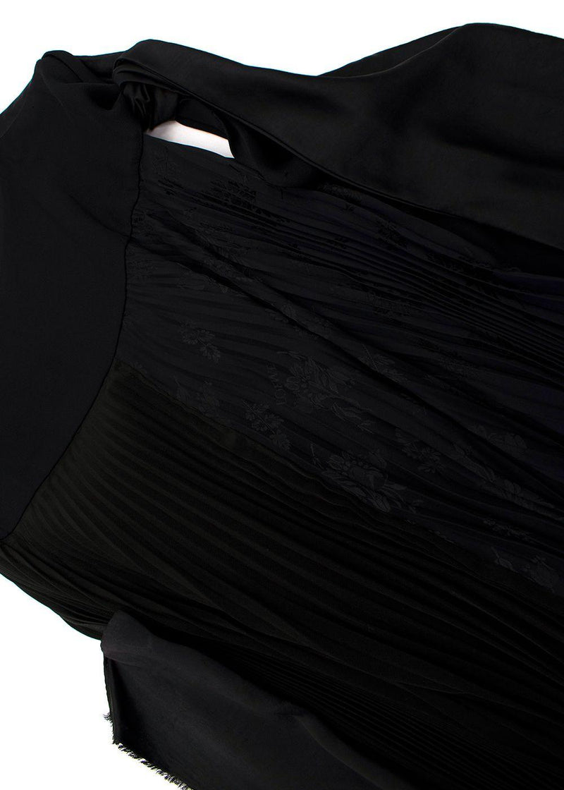 Loewe Black Pleated Asymmetric Contrast Stitch Maxi Dress