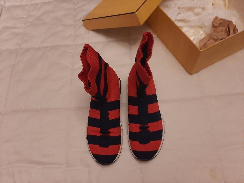 Fendi Red/ Blue Knit Socks Sneakers