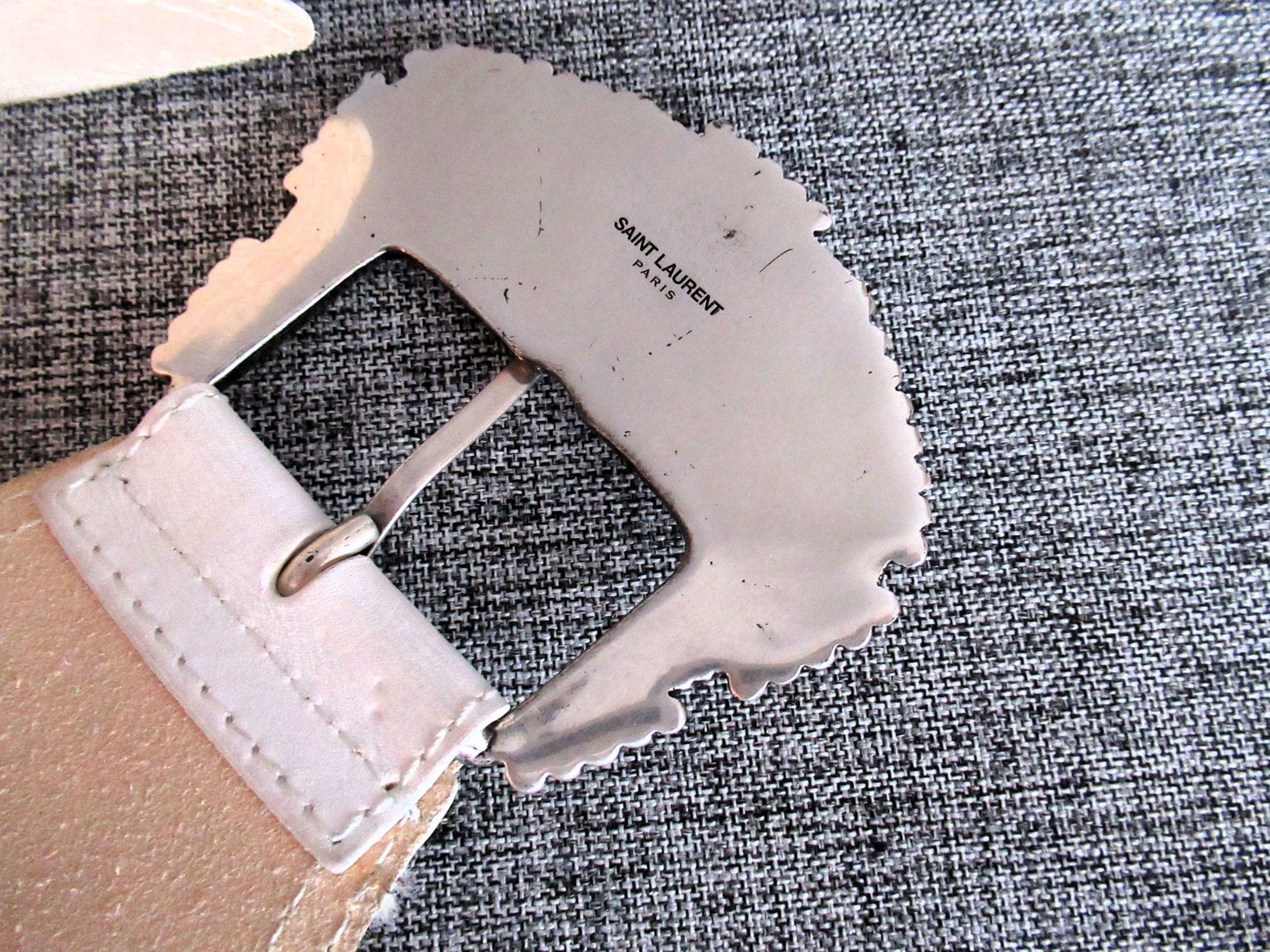 Saint Laurent White Leather Western Corset Belt