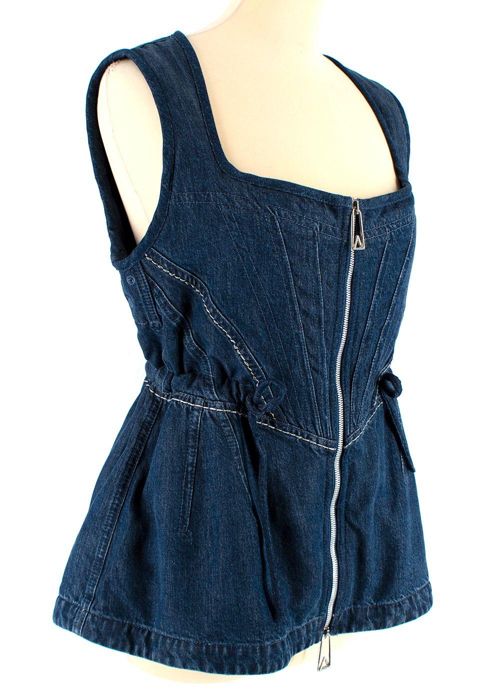 Drawstring Sleeveless Denim Top