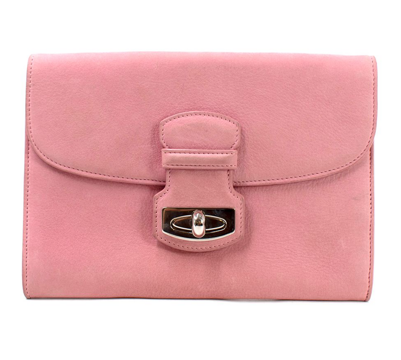 Asprey Pink Suede Turnlock Clutch
