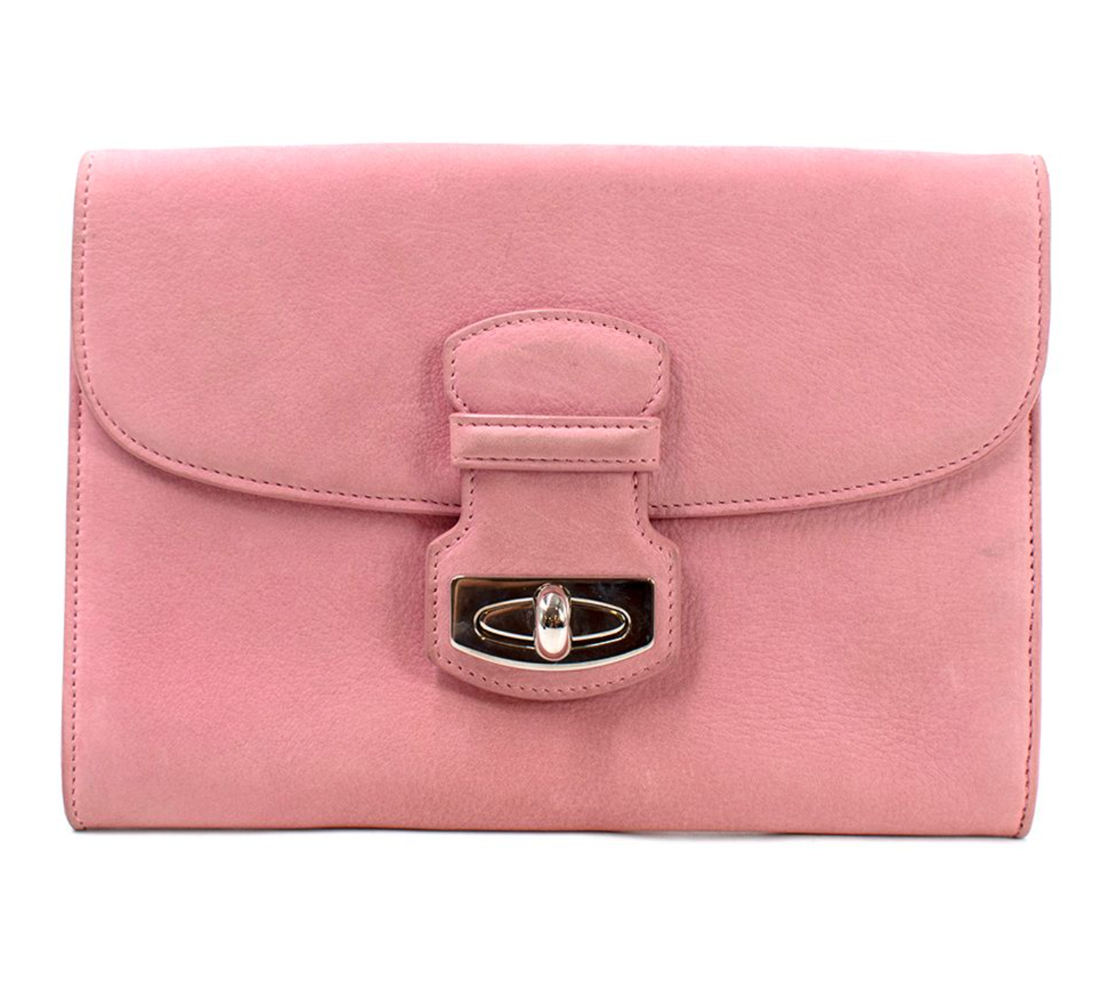 Asprey Pink Suede Turnlock Clutch