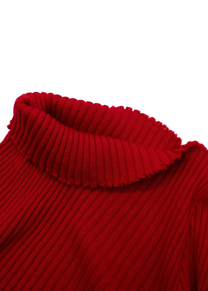 Marques Almeida Red Knitted Asymmetric Wool Dress