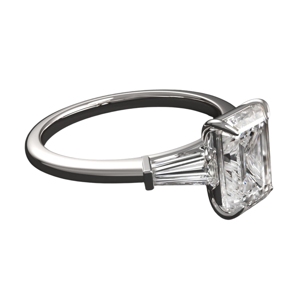 2CT Lab Grown Emerald Cut/ Tapered Baguette Ring
