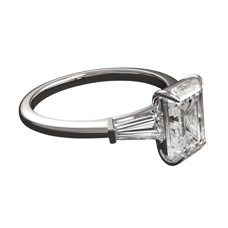 2CT Lab Grown Emerald Cut/ Tapered Baguette Ring