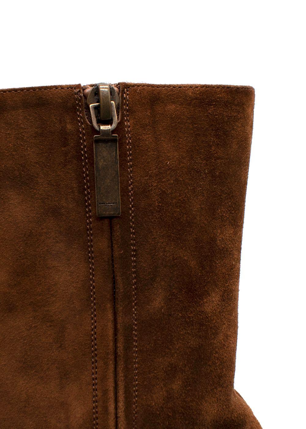 Saint Laurent Brown Suede Ankle Boots
