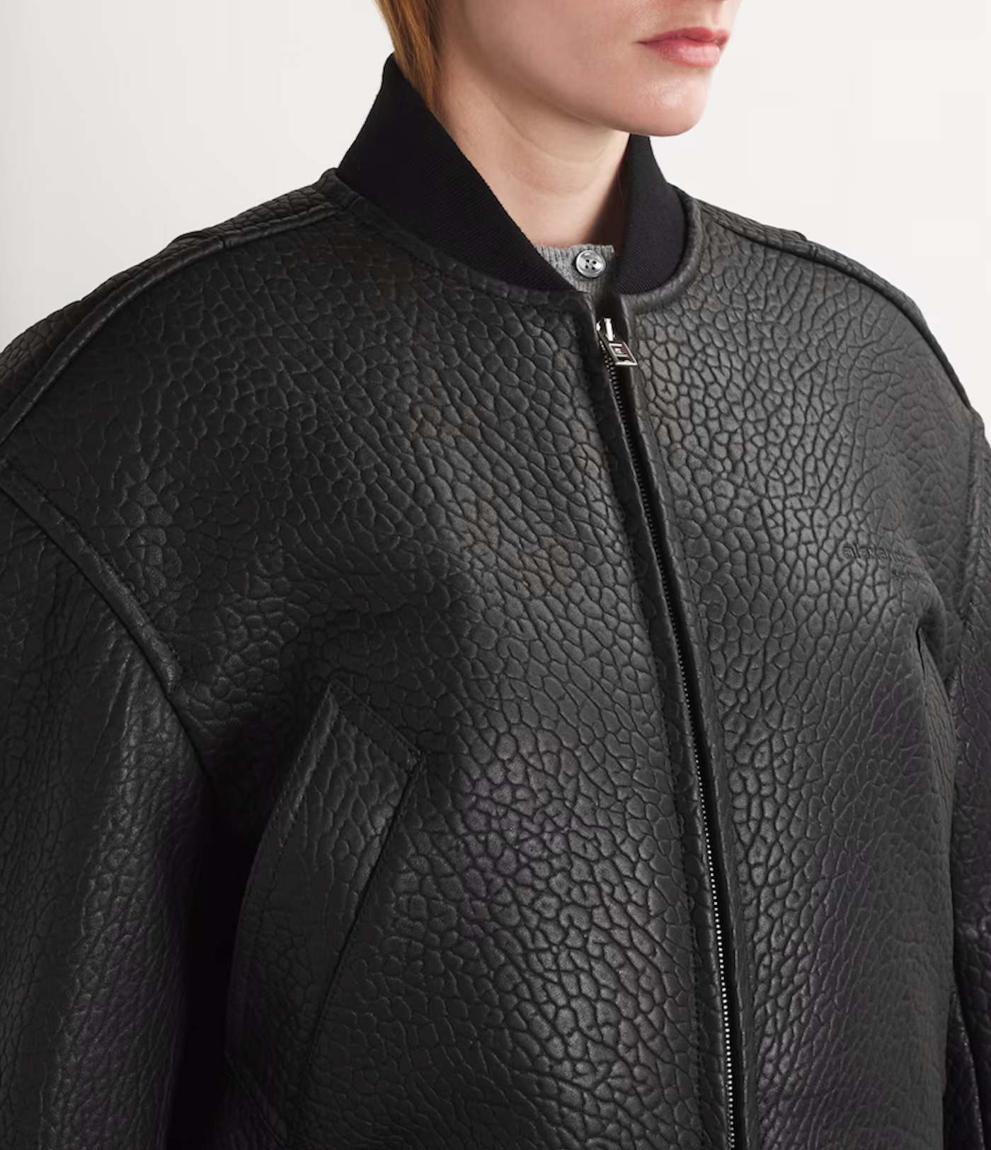 Alexander Wang Lambskin Cropped Bomber Jacket