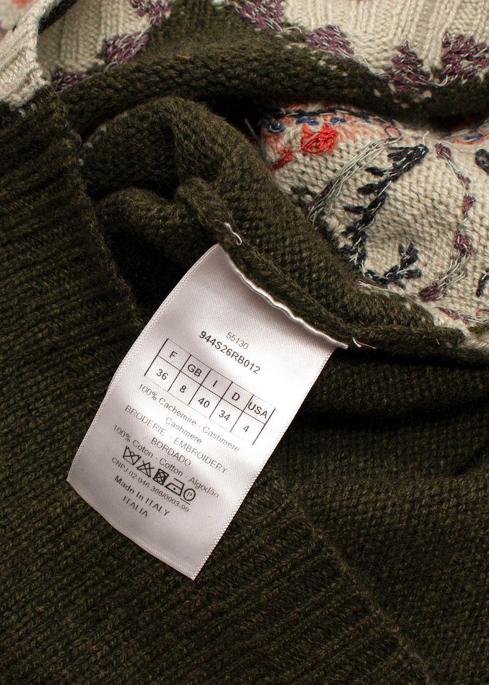 Dior Khaki Embroidered Cashmere Jumper