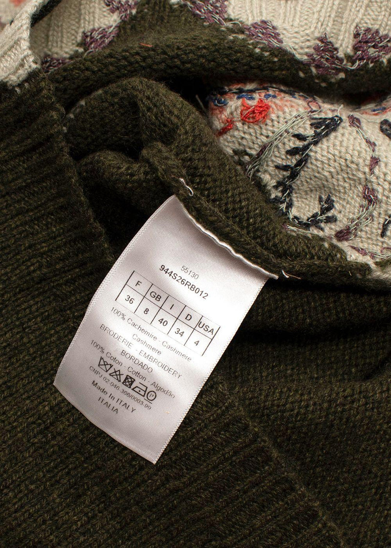Dior Khaki Embroidered Cashmere Jumper