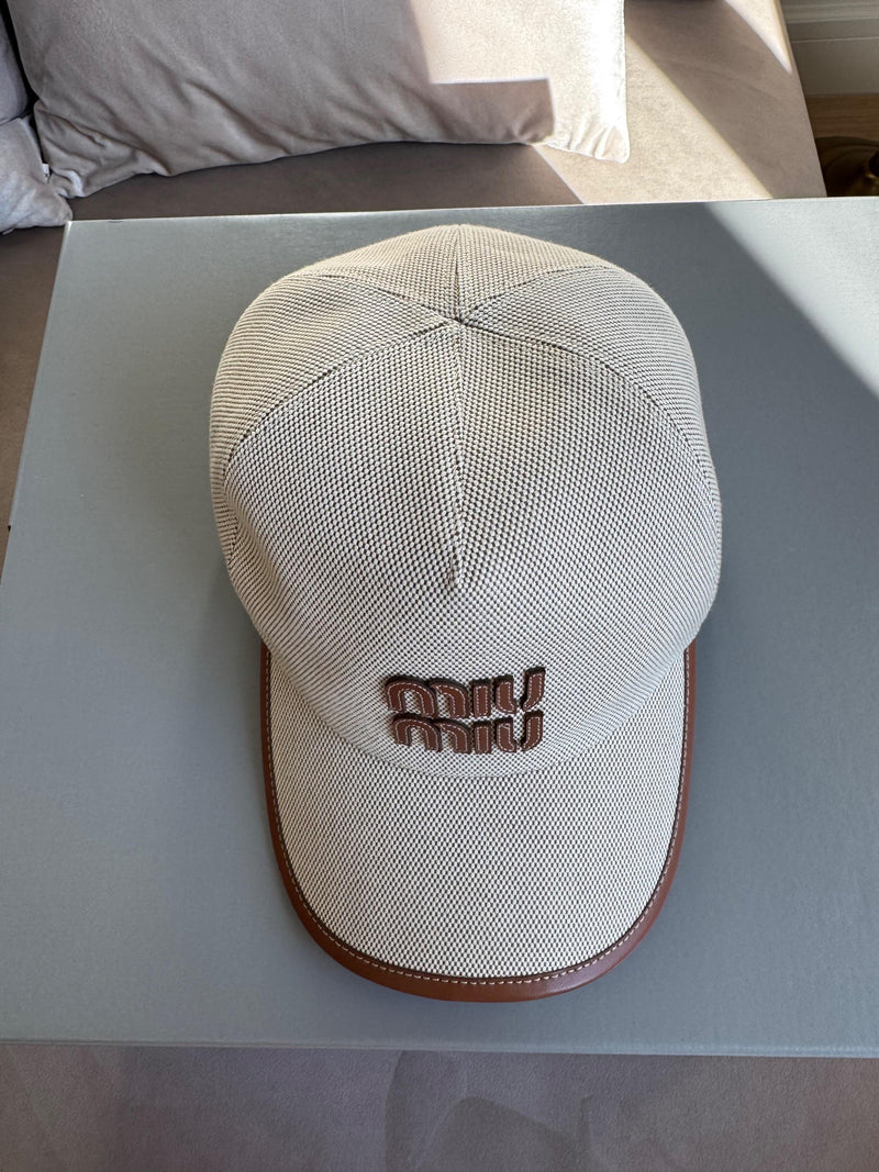 Miu Miu Beige Logo Cotton Cap