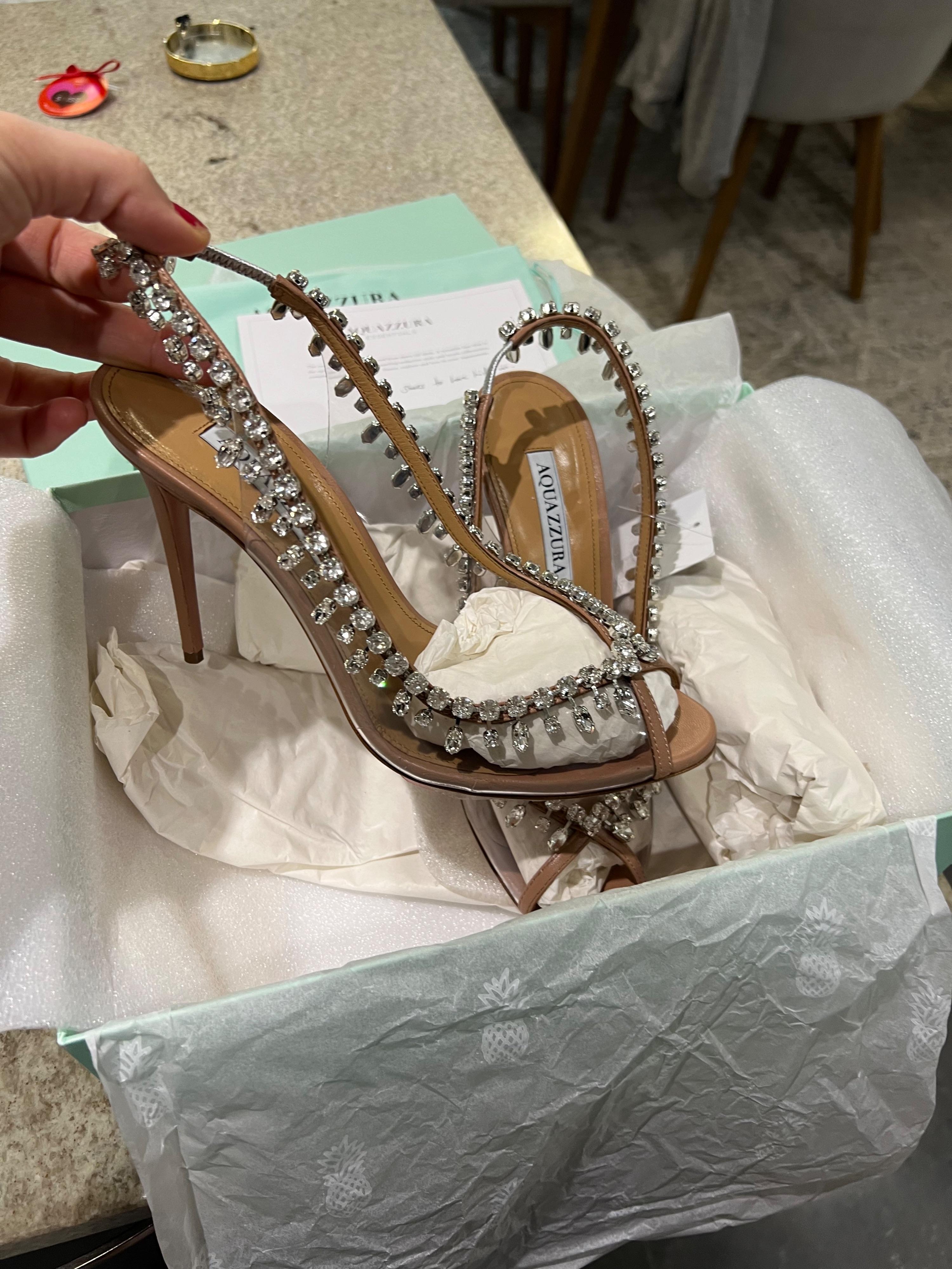 Aquazzura Crystal Embellished Temple Heels