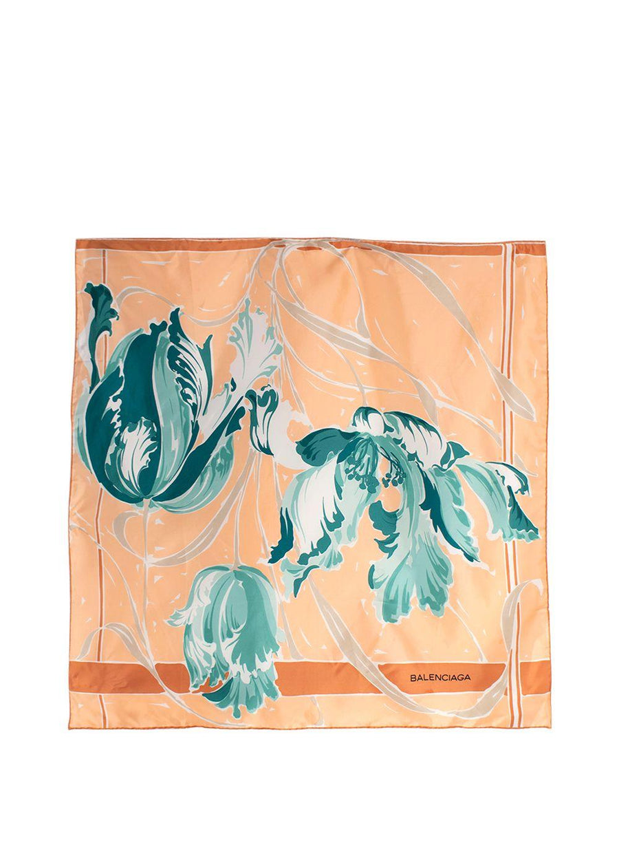 Balenciaga Floral-Print Silk Scarf