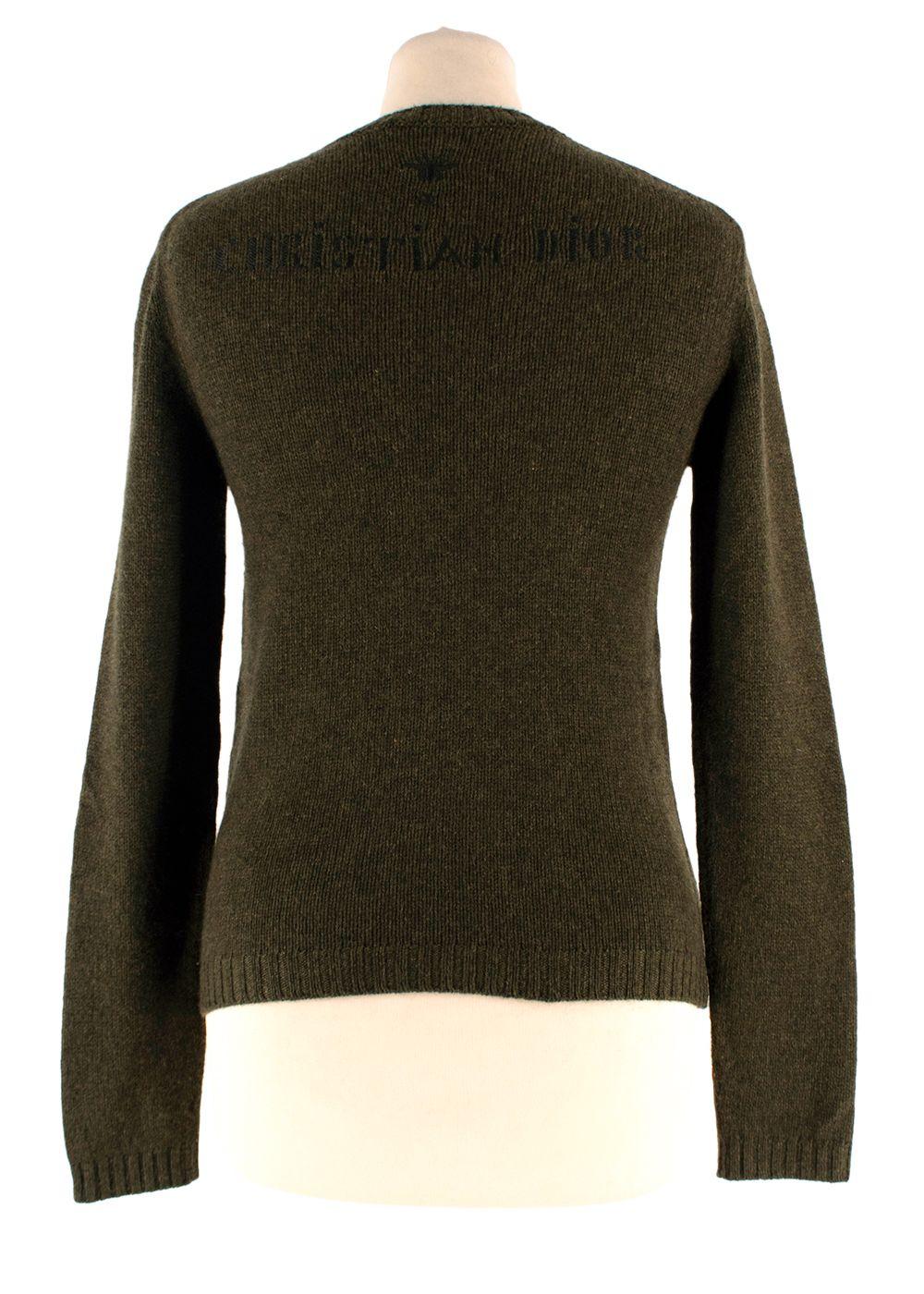 Dior Khaki Embroidered Cashmere Jumper