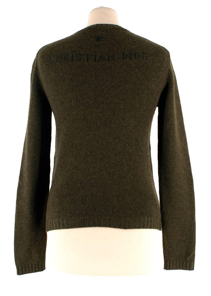 Dior Khaki Embroidered Cashmere Jumper