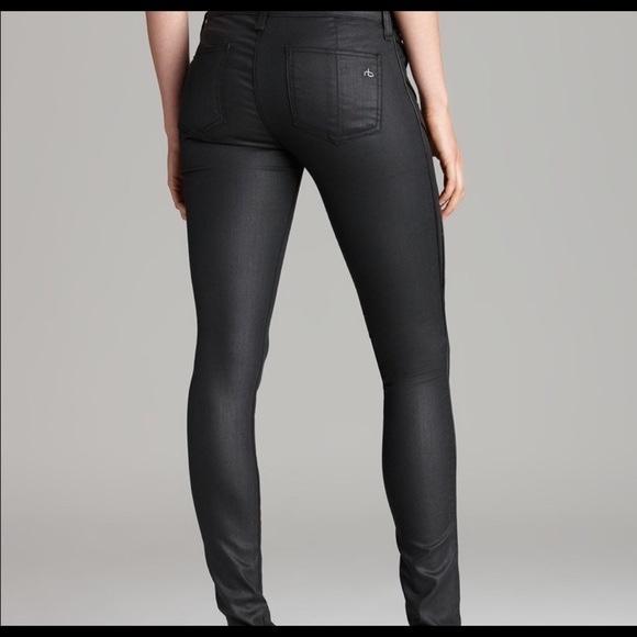 Rag & Bone Zipped-Hem Wet-Look Jeans