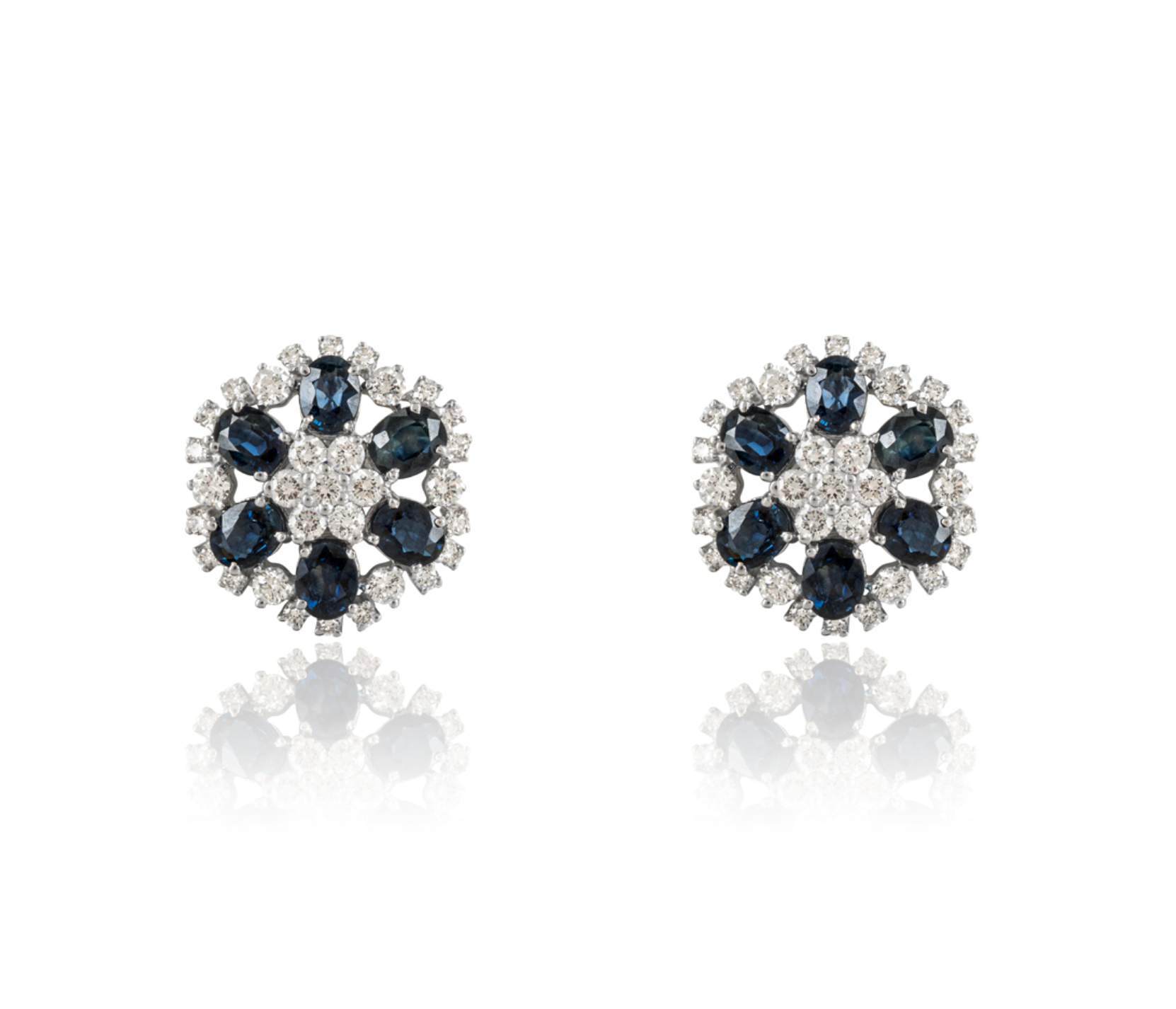 18ct white, diamond & sapphire stud earrings