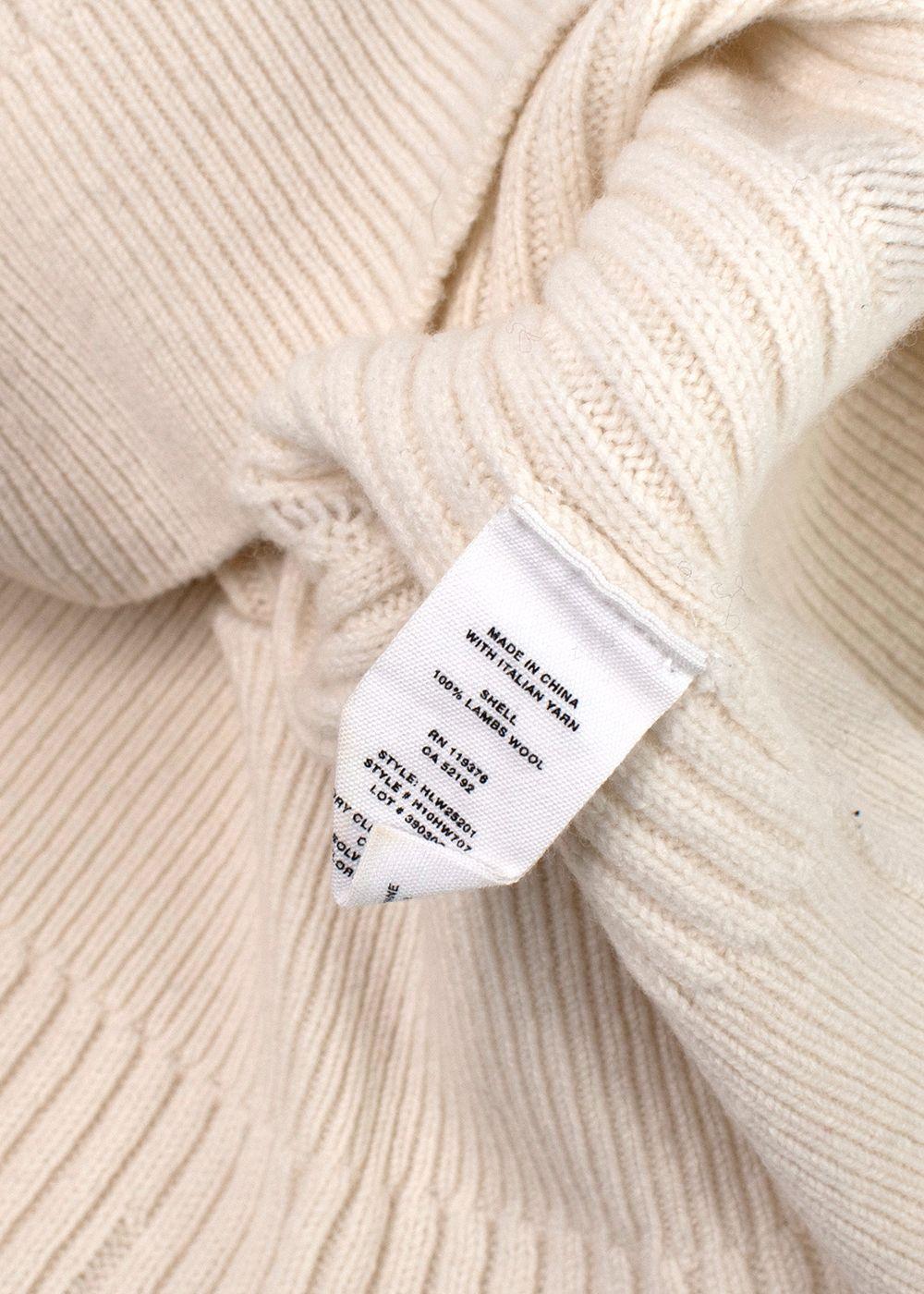 Helmut Lang Ivory Distressed V-Neck Wool Sweater