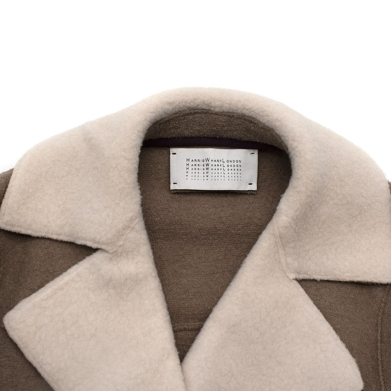 Harris Wharf London Wool Brown & Cream Double Breasted Coat
