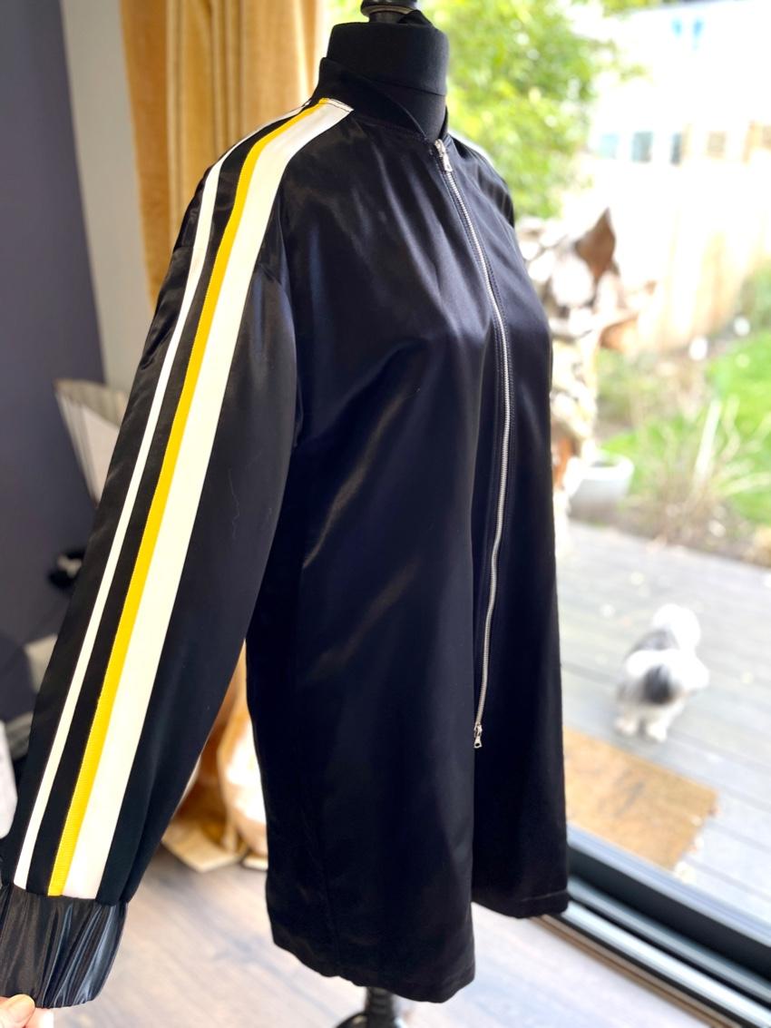 Victoria Victoria Beckham Black Satin Longline Bomber Jacket