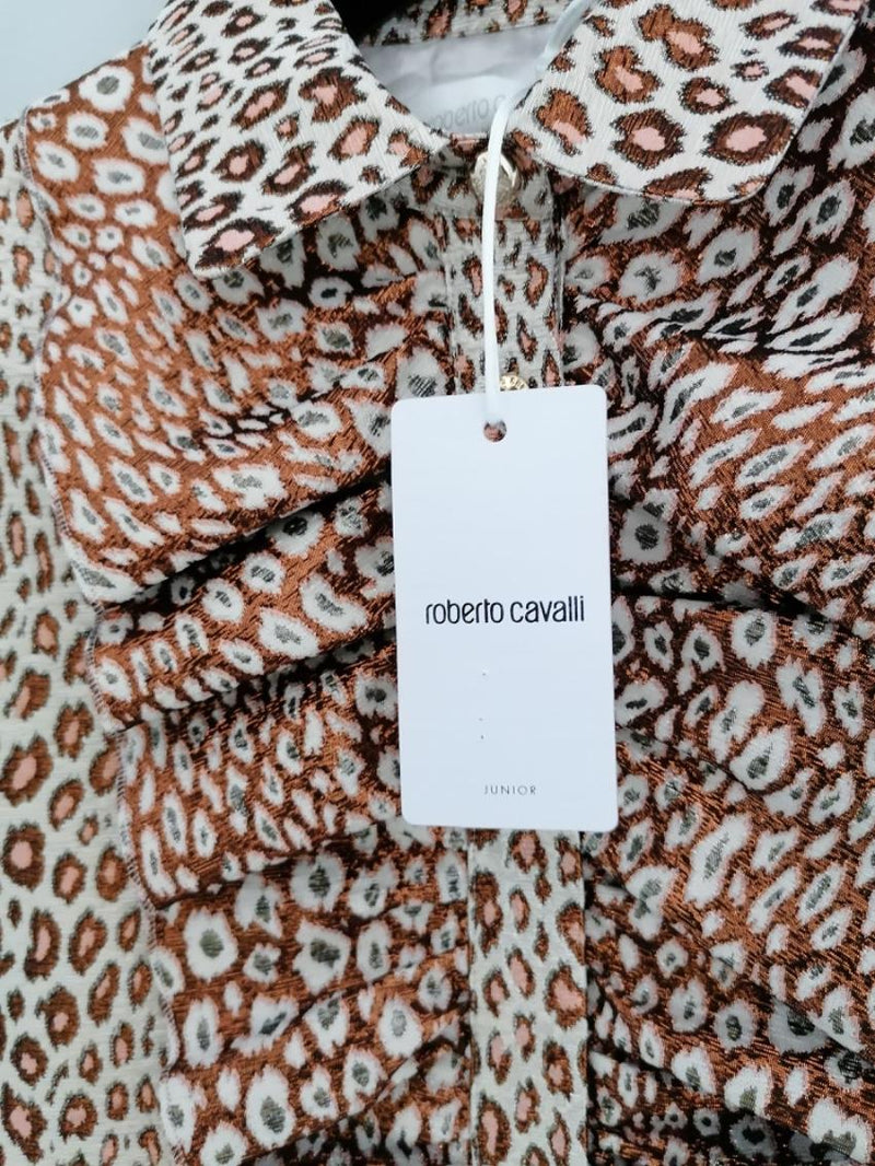 Roberto Cavalli Junior 10Y Animal Print Ruffle Front Dress