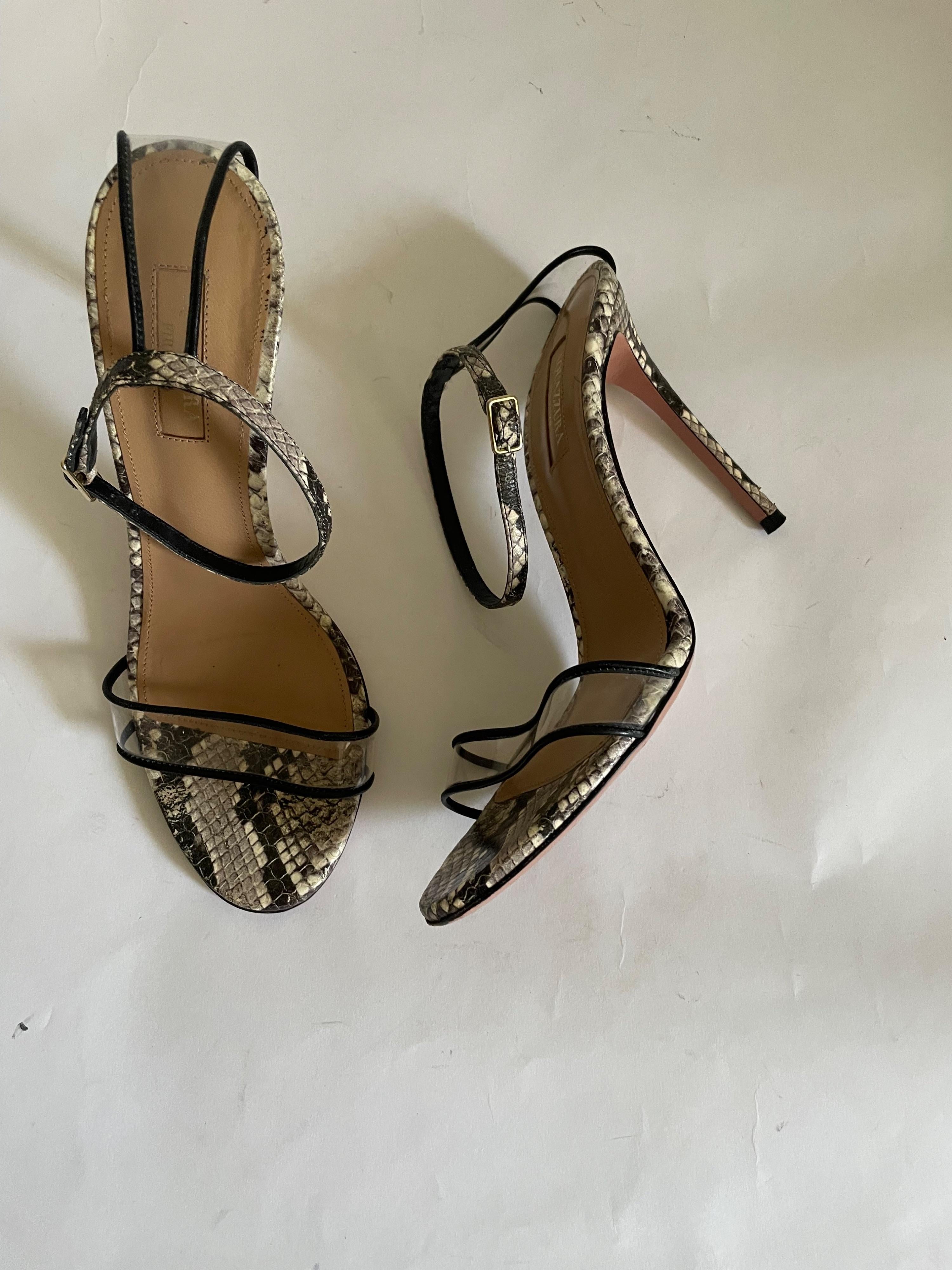 Snake Embossed Leather & PVC Sandals