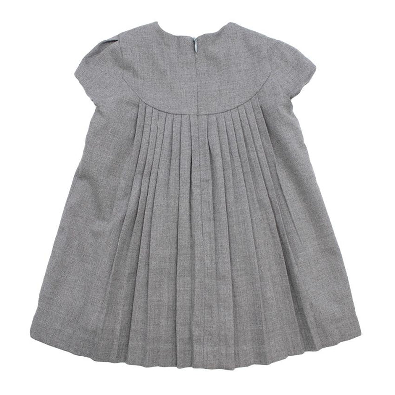 Tartine et Chocolat Grey Flannel Short Sleeve Pleated Dress