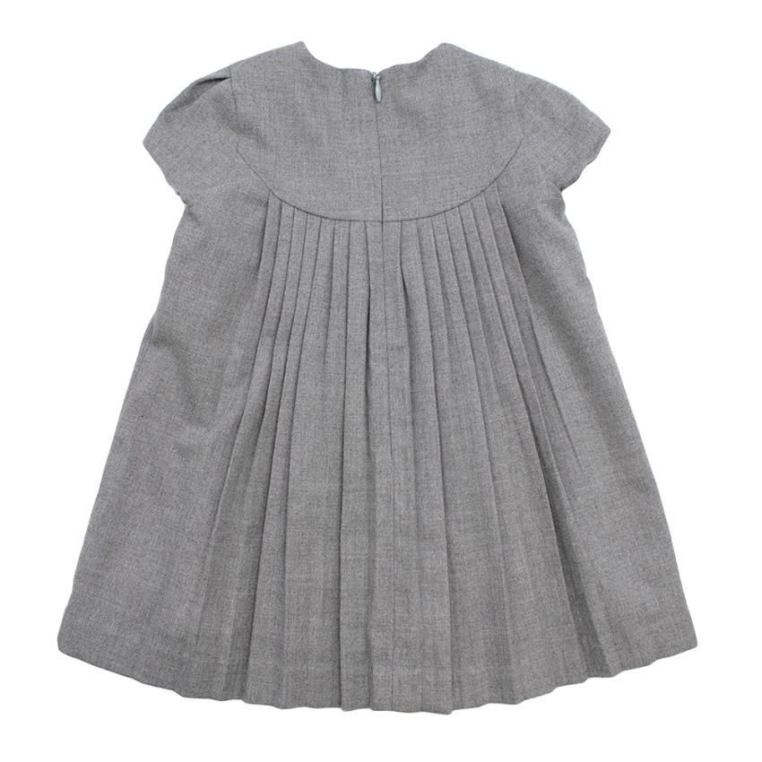 Tartine et Chocolat Grey Flannel Short Sleeve Pleated Dress