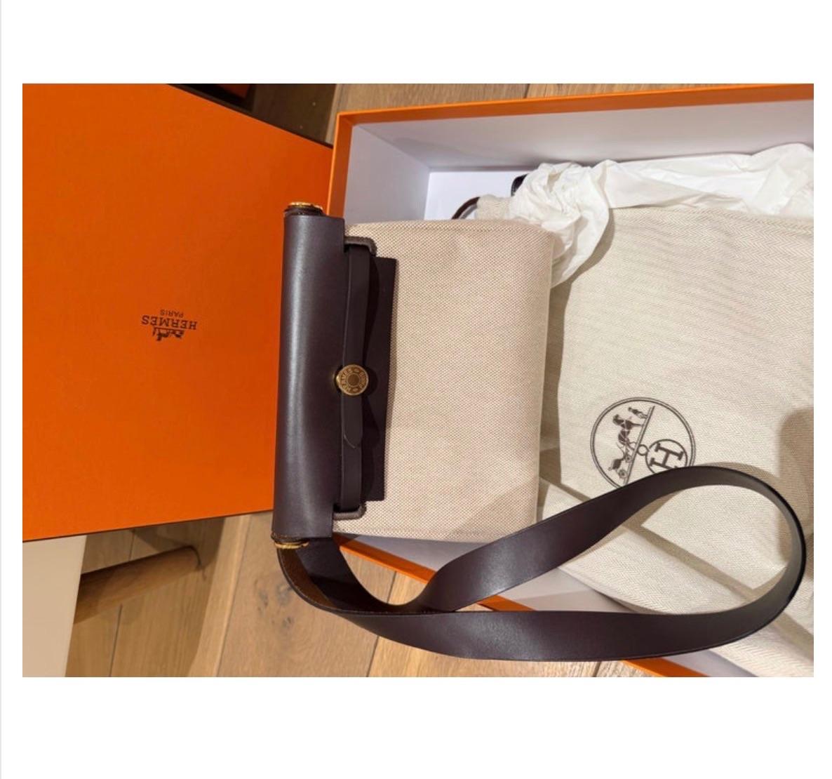 Hermes Ecru Ebene Mini Herbag 20