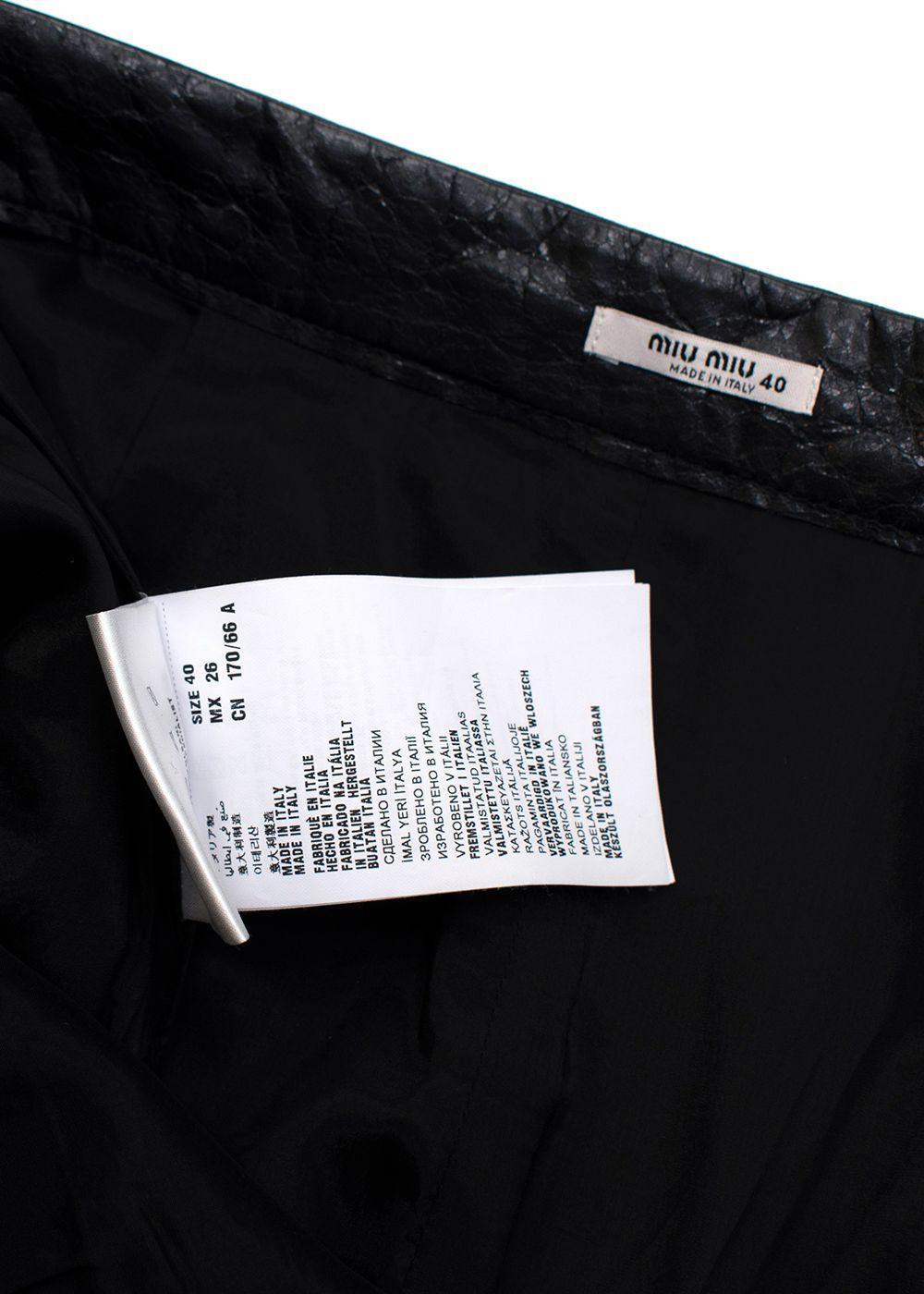 Black Crackled Leather Pencil Skirt