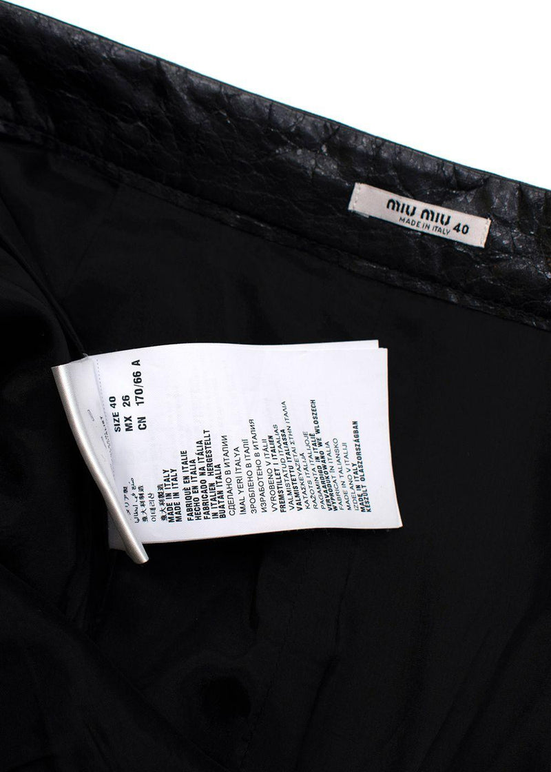Black Crackled Leather Pencil Skirt
