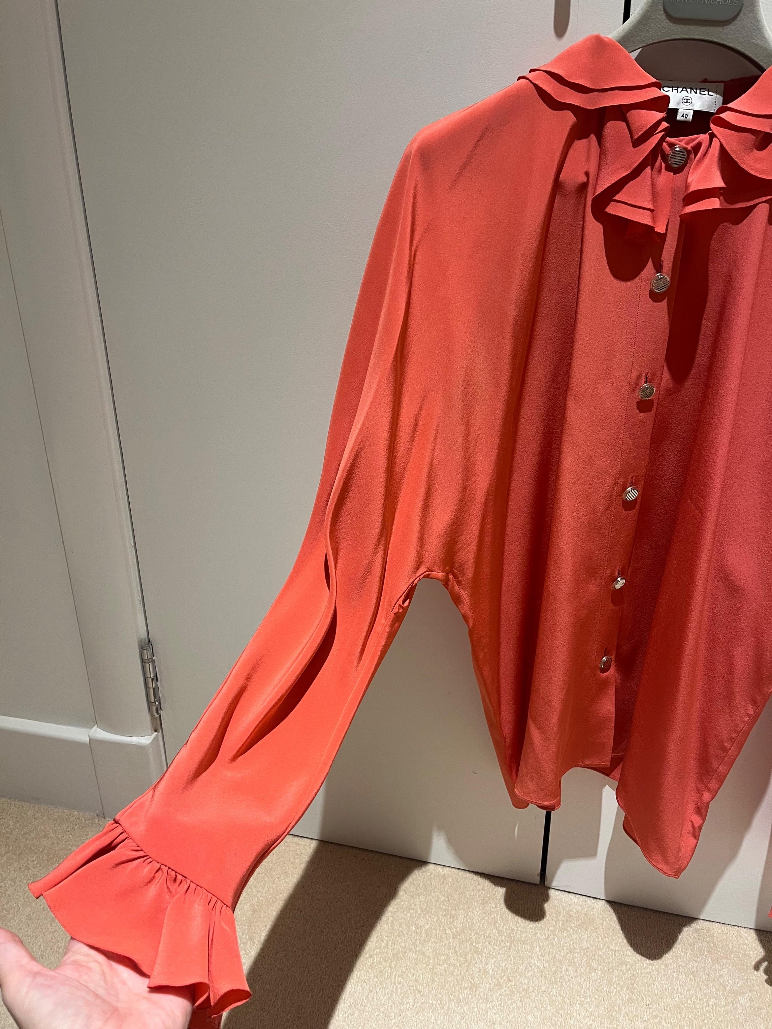 Chanel Orange Silk Blouse 2020