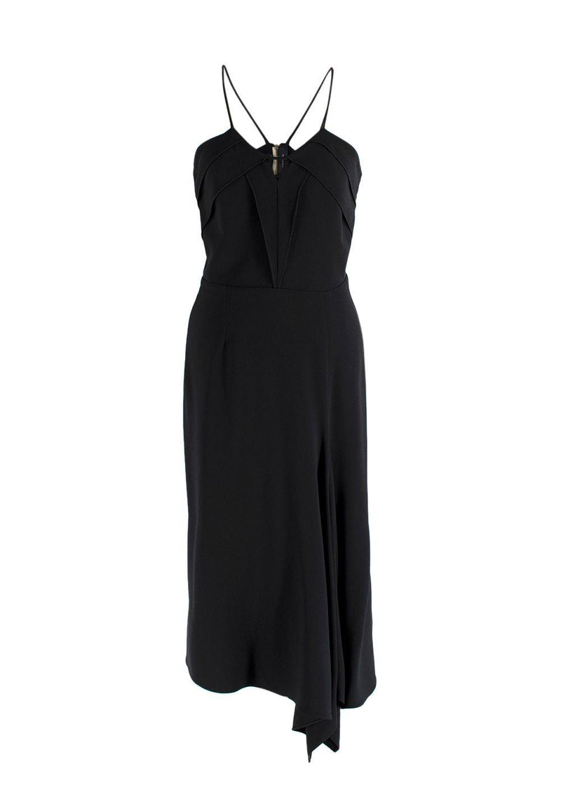 Roland Mouret Black Rope Strap Midi Dress