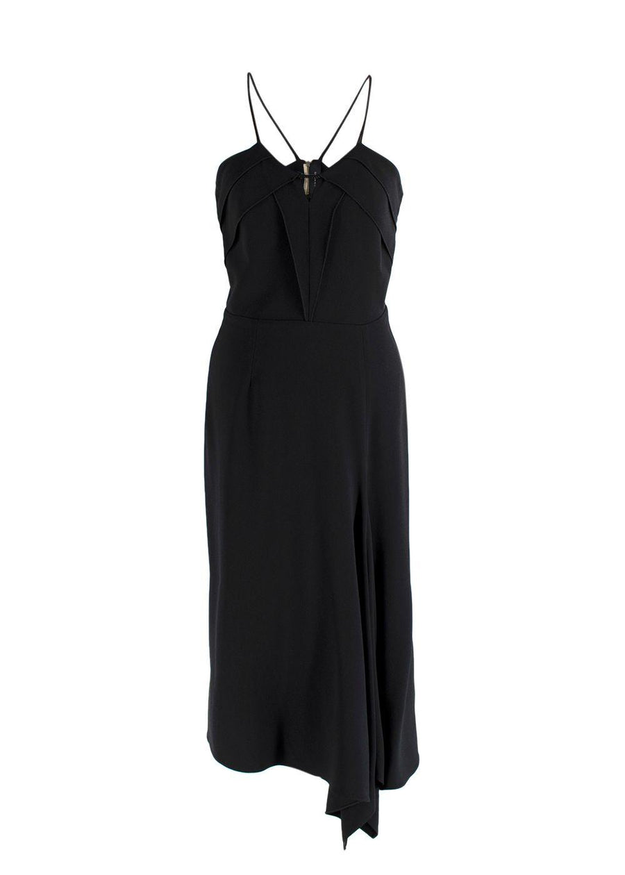 Roland Mouret Black Rope Strap Midi Dress