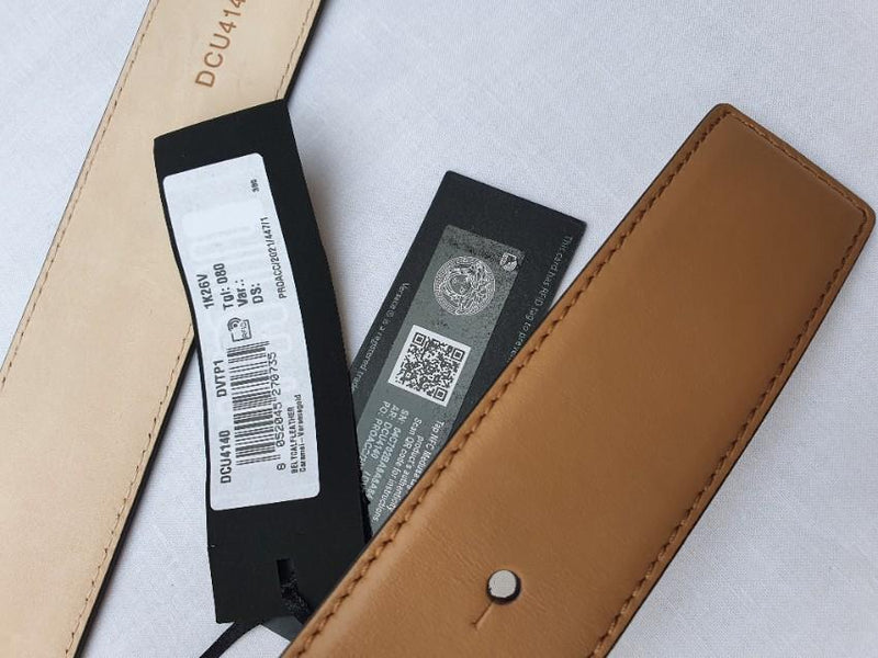 Versace Caramel Medusa Head Palazzo Belt - Size 80