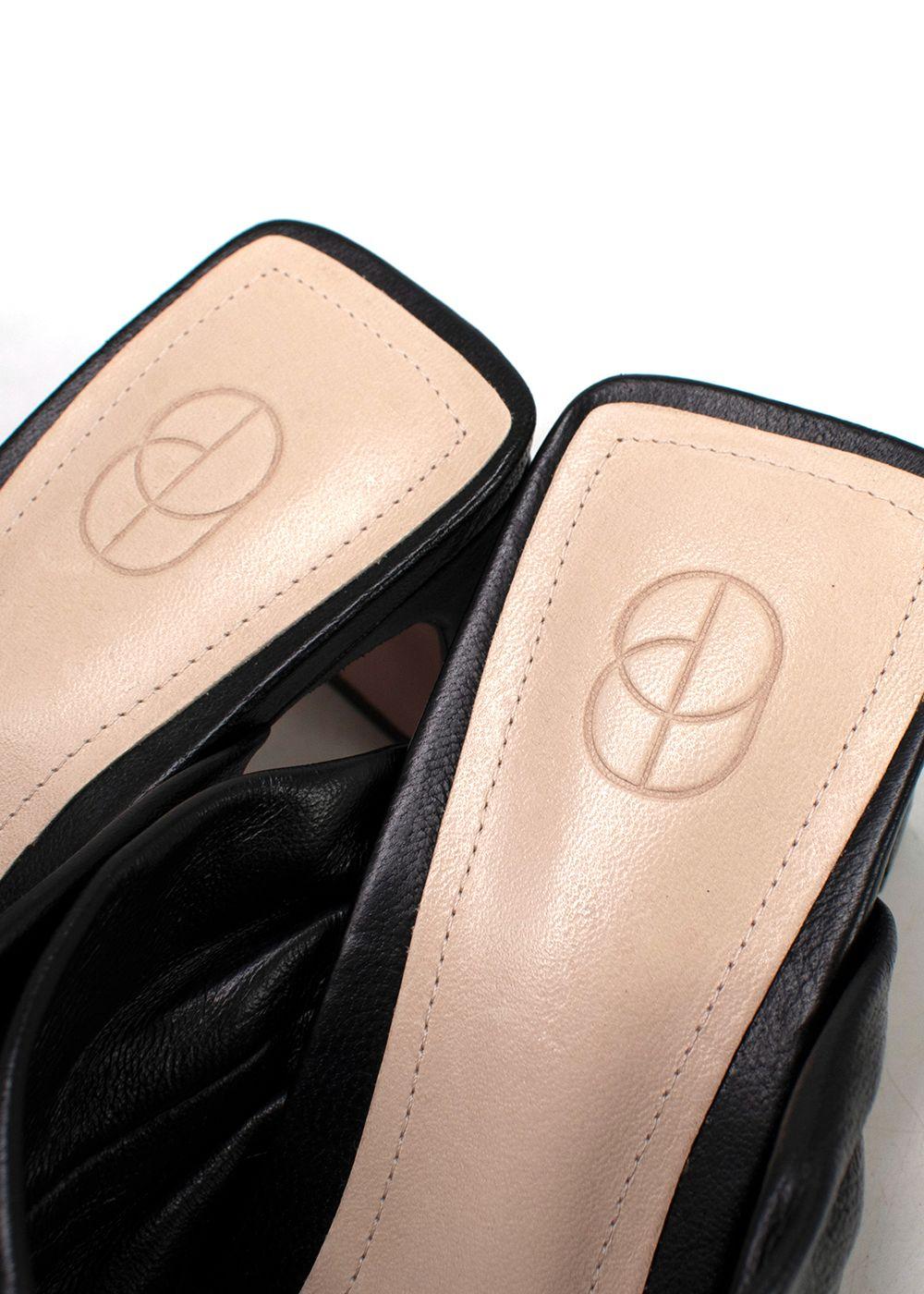 Porte & Paire Black Leather Mules