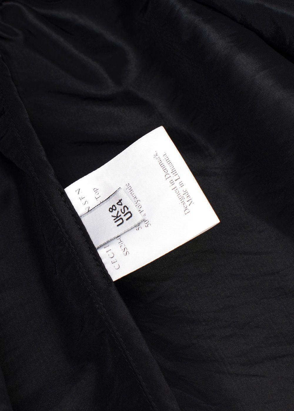 Black Puff Sleeved Tie Back Blouse