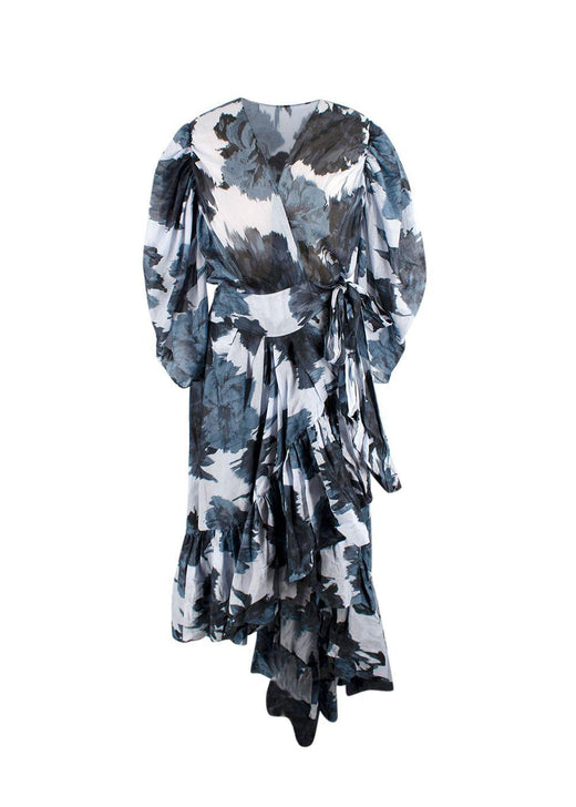 Alexandre Vauthier Asymmetric gathered printed cotton-gauze wrap dress