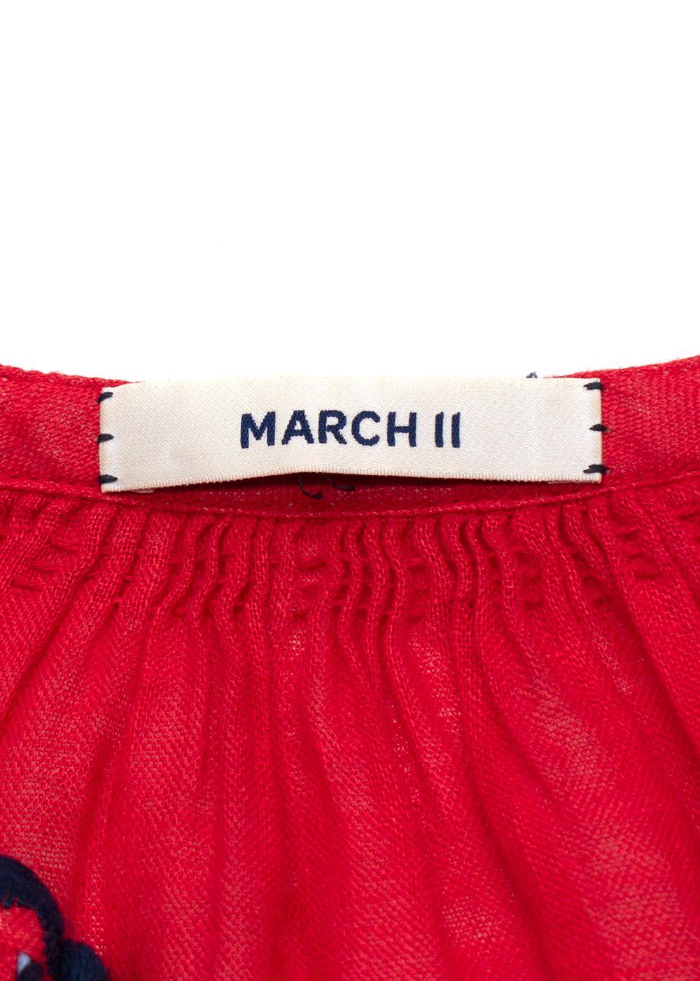 March II Red Embroidered Kaftan with Tassel Detailing