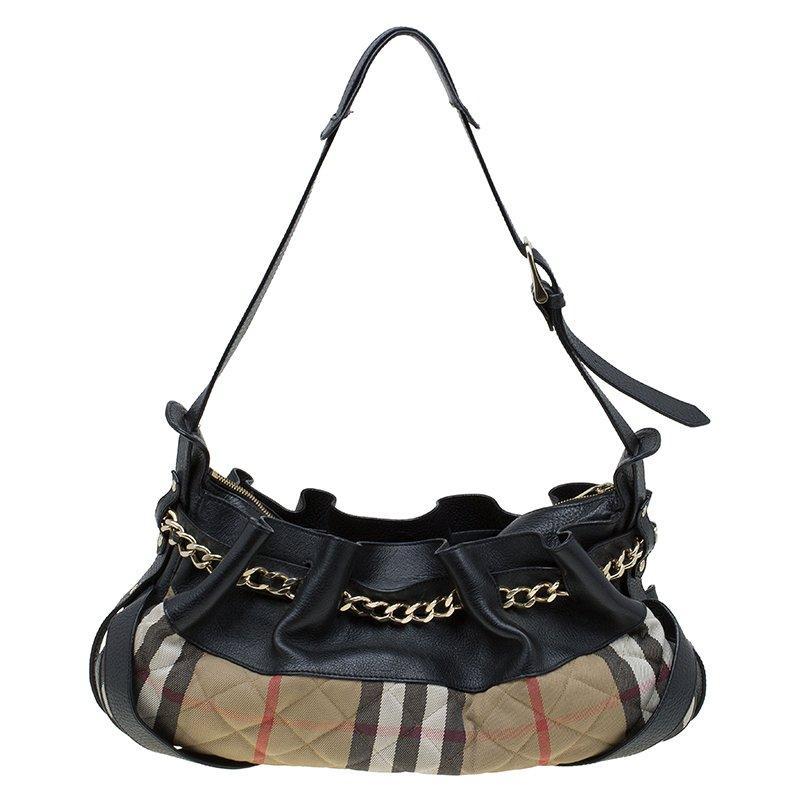Black Quilted Classic Check Margaret Shoulder Bag