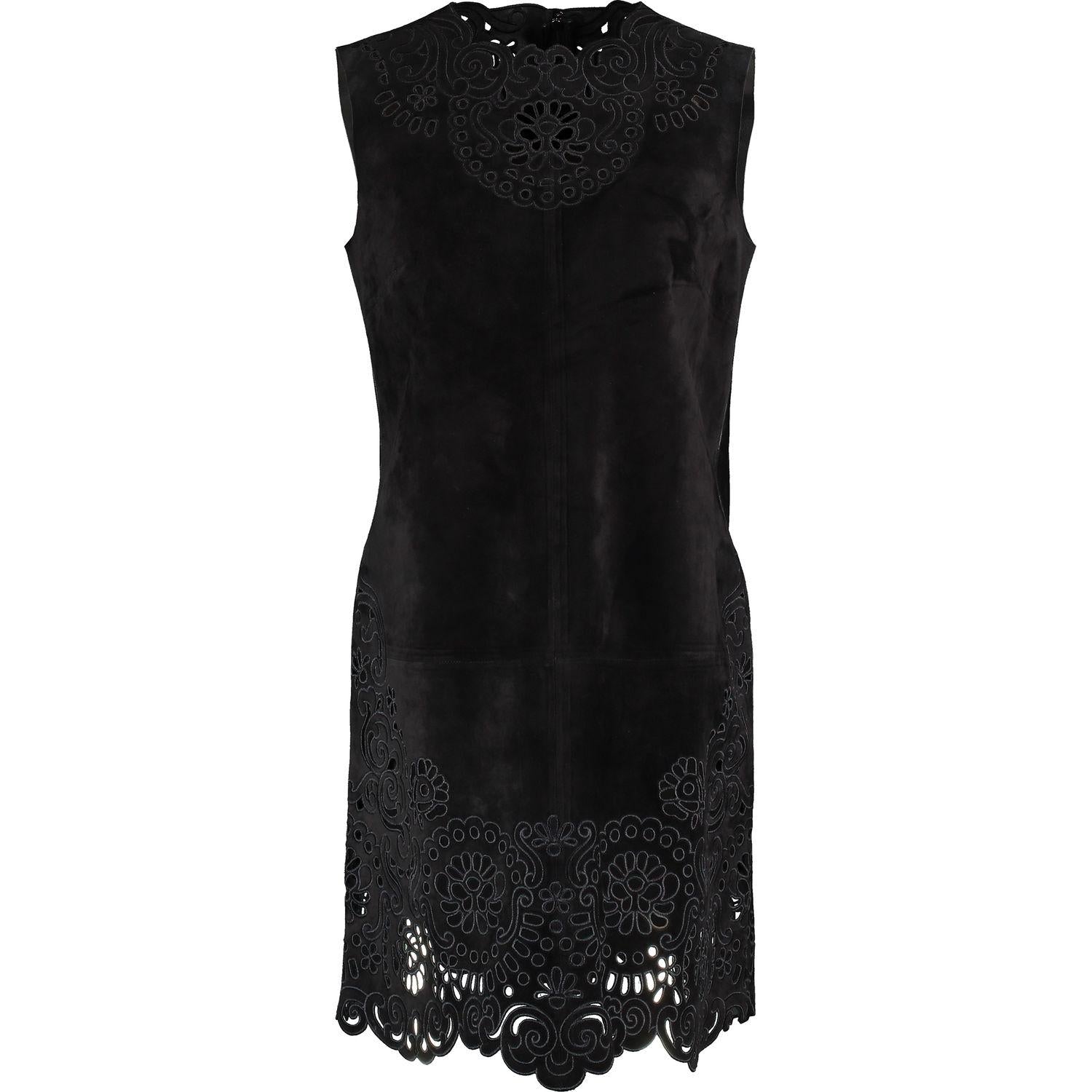 Dolce & Gabbana black suede shift tunic dress