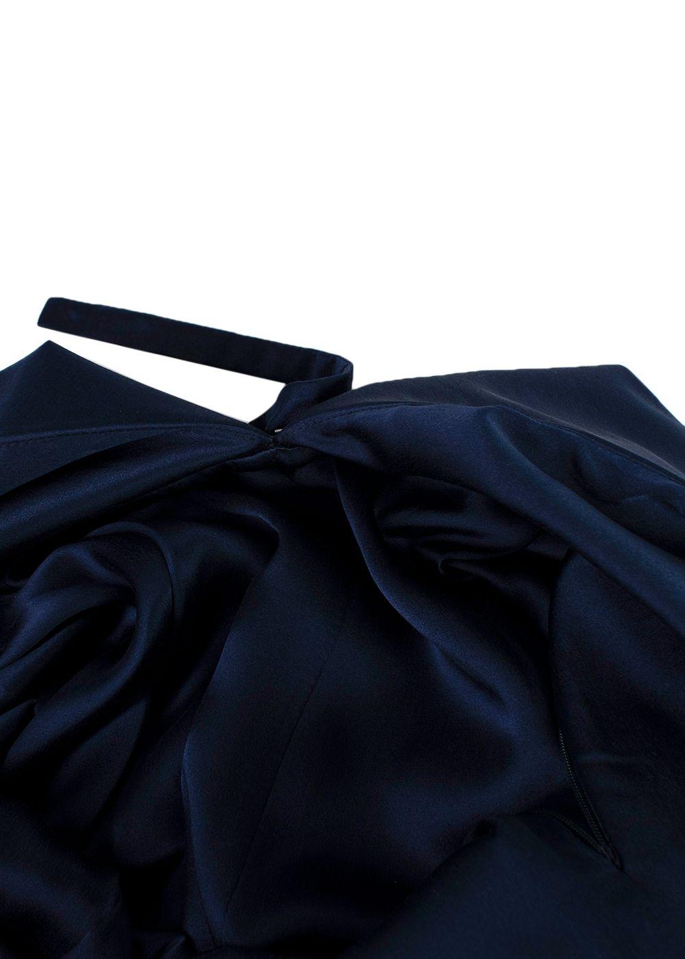 Navy Silk Midi Dress