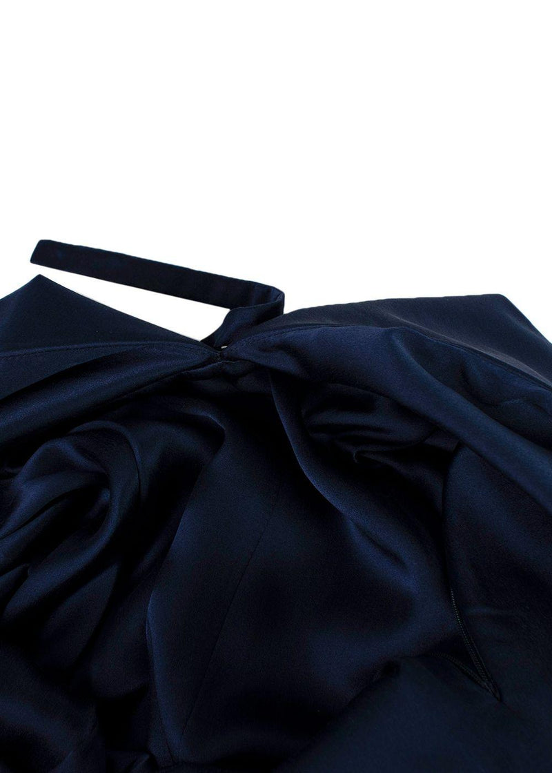 Navy Silk Midi Dress