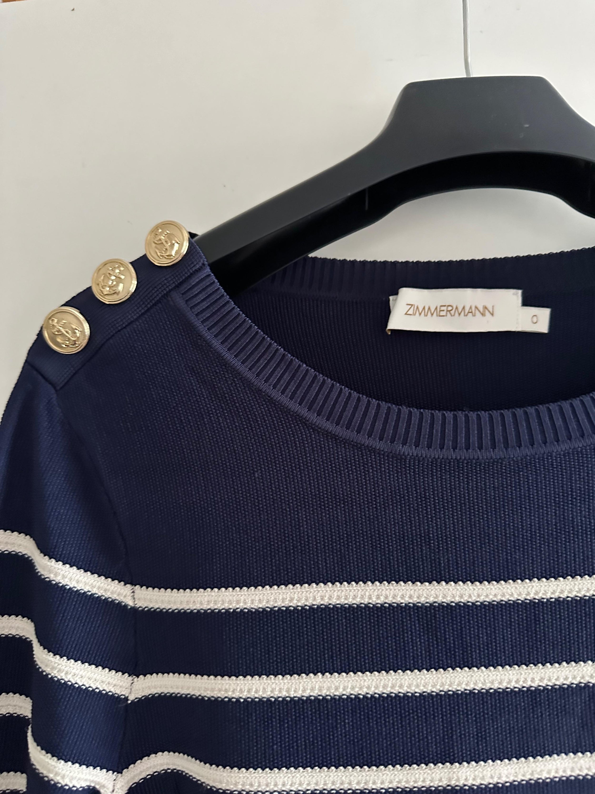 Zimmermann Button Detail Striped Jumper
