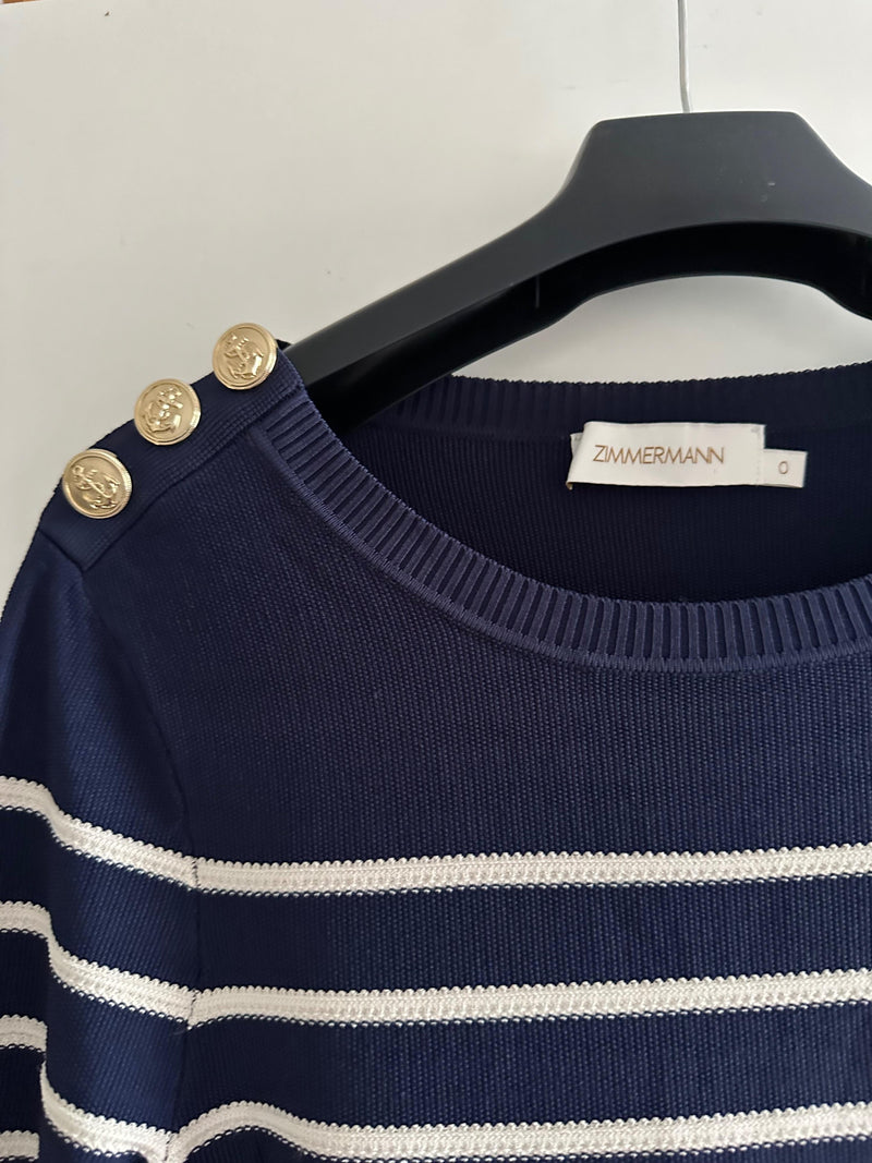 Zimmermann Button Detail Striped Jumper