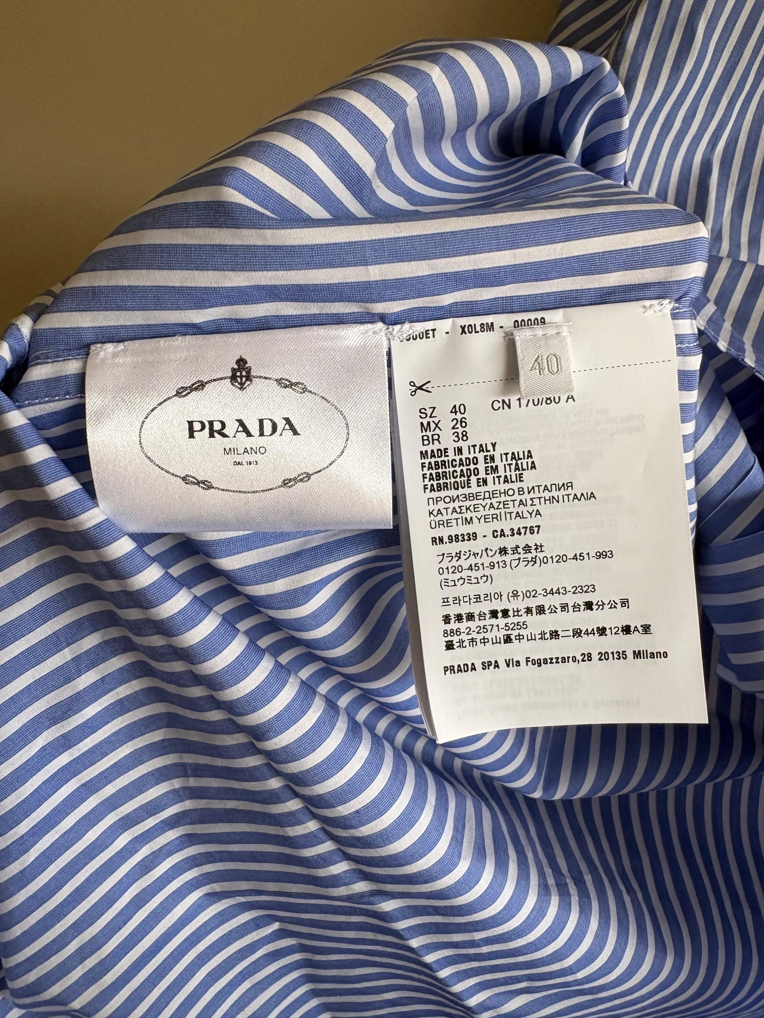 Prada Embellished Collar Striped Shirt