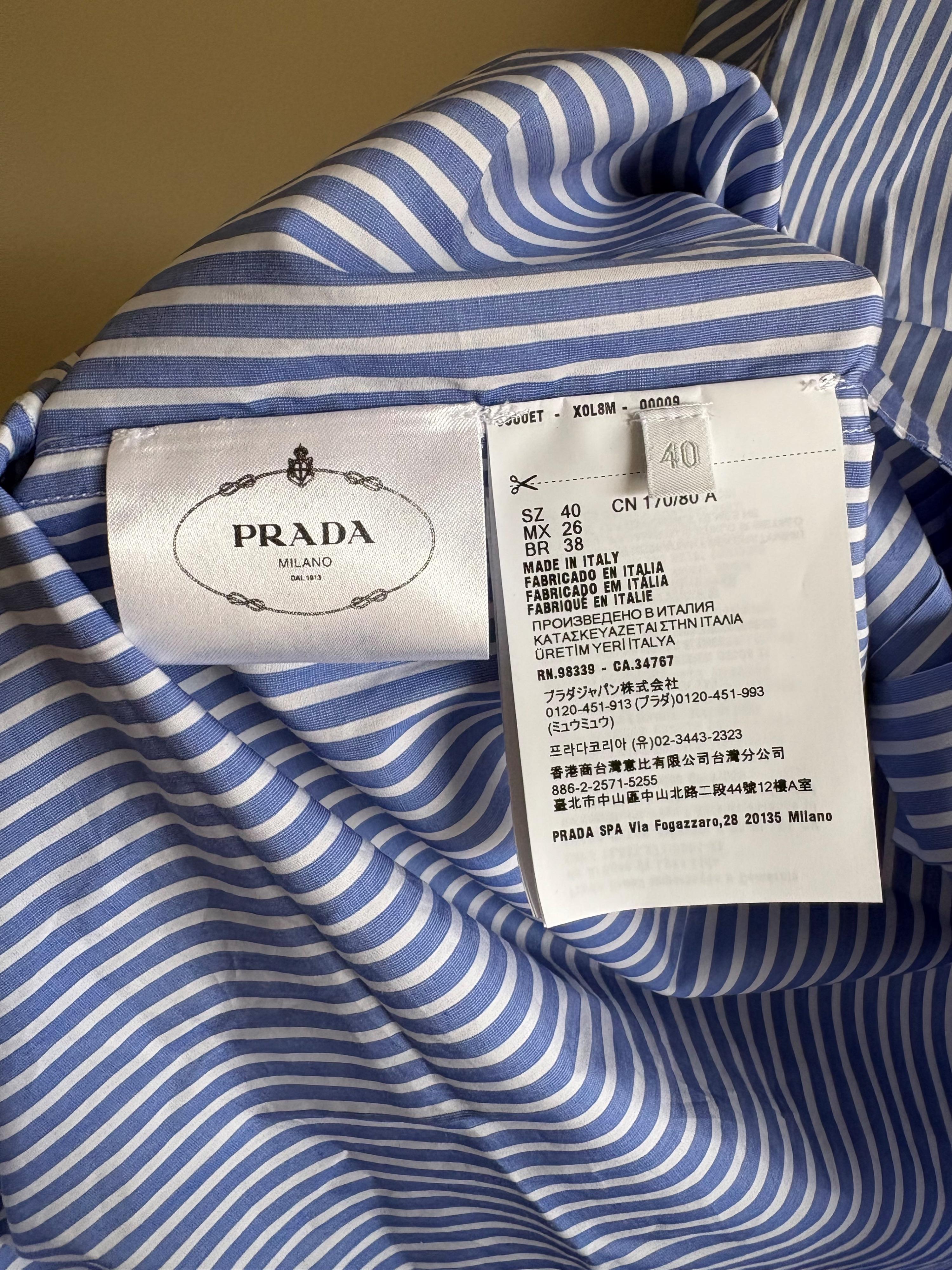 Prada Embellished Collar Striped Shirt