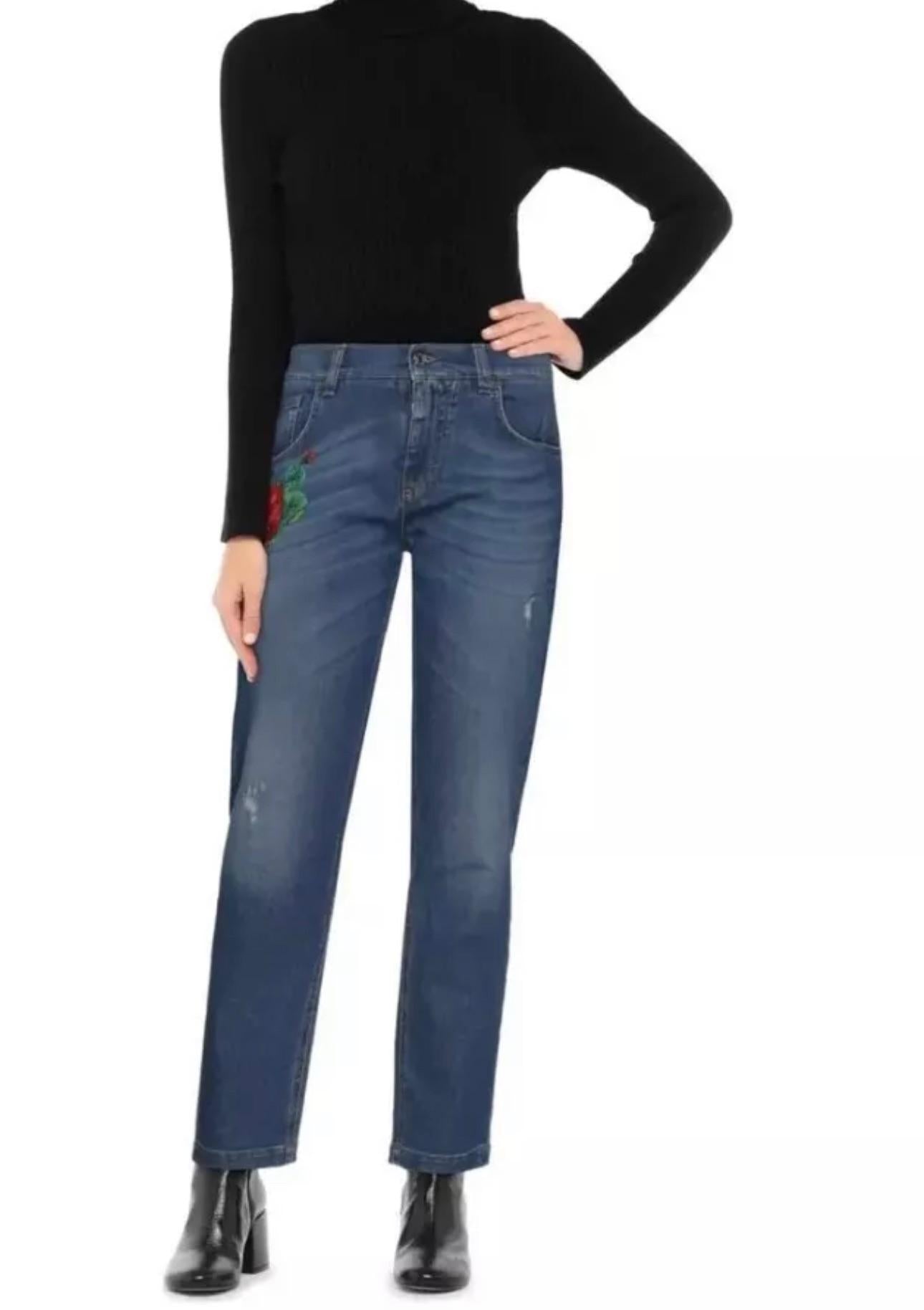 Dolce & Gabbana Rose Embroidered Jeans