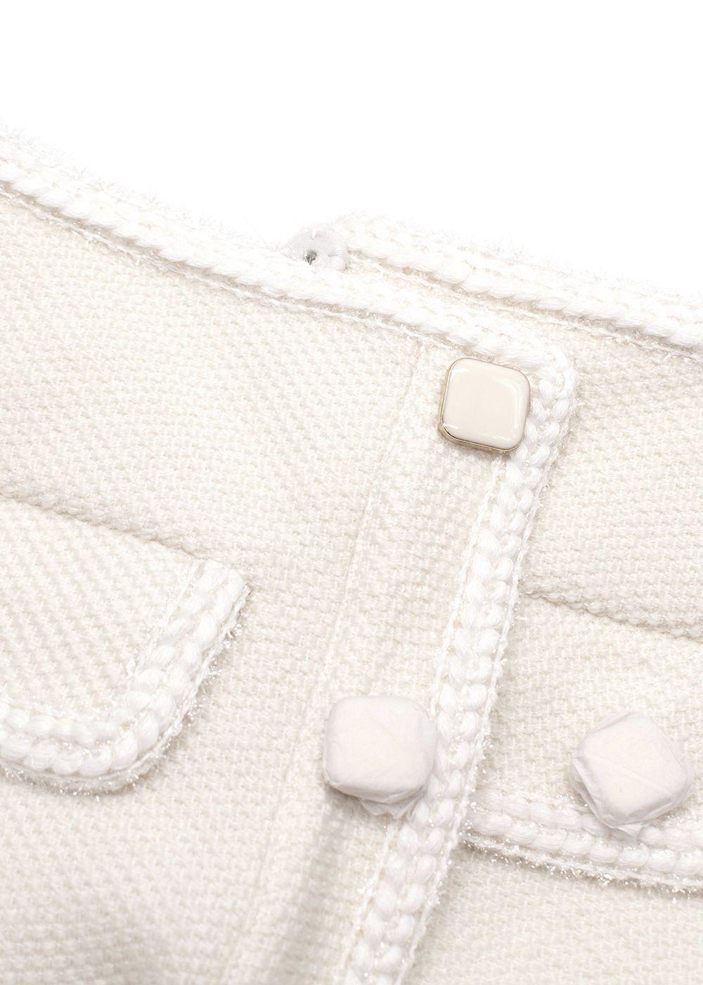 Self Portrait White Boucle Tweed Mini Skirt
